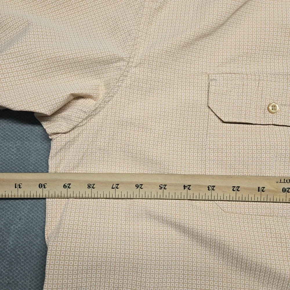 Steve's Jeans Shirt Mens‎ 3XL Beige Geometric Short Sleeve Button Up Casual
